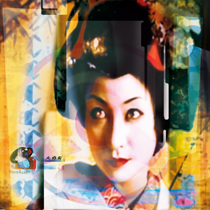 Grafika cyfrowa / sztuka generowana cyfrowo zatytułowany „Geisha Rabbit” autorstwa Denis Reitz, Oryginalna praca