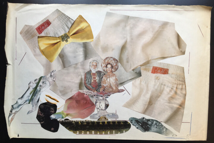 Collages intitulée "Caleçons J de Jill" par Denis Reitz, Œuvre d'art originale