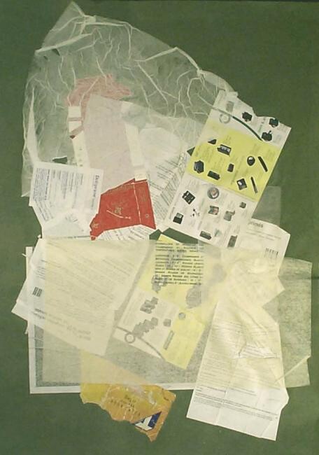 Collagen mit dem Titel "Chaos épinglé" von Denis Reitz, Original-Kunstwerk, Papier
