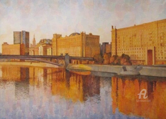 Painting titled "Центр.Прогулка" by Denis Veles, Original Artwork, Watercolor