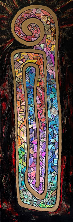 Peinture intitulée "Ma prison dorée #9" par Denis Vincent, Œuvre d'art originale, Acrylique Monté sur Châssis