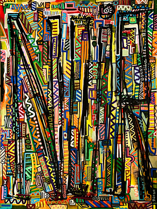 Картина под названием "NOIR #5" - Denis Vincent, Подлинное произведение искусства, Акрил