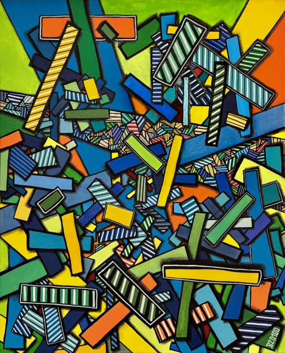 제목이 "Neuro atypique #4"인 미술작품 Denis Vincent로, 원작, 아크릴 나무 들것 프레임에 장착됨