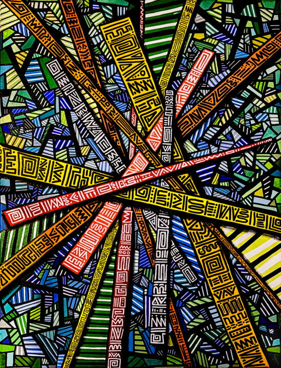 Картина под названием "Neuro atypique #5" - Denis Vincent, Подлинное произведение искусства, Акрил Установлен на Деревянная…
