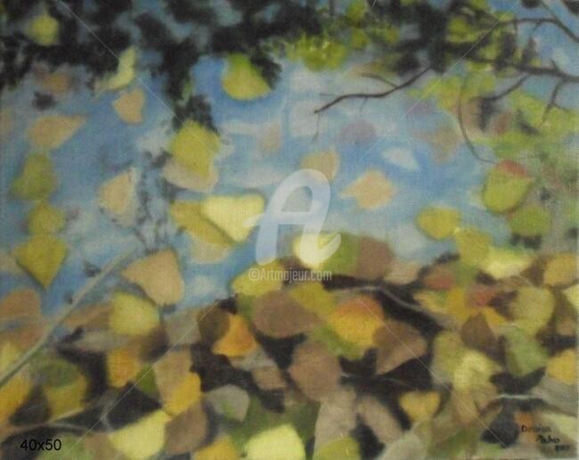 Painting titled "reflection of autumn" by Denisa Paho, Original Artwork, Oil