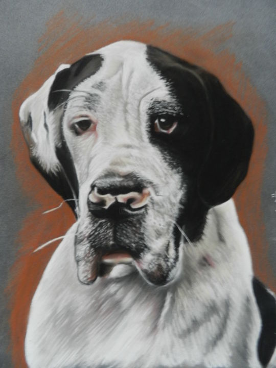 Dessin intitulée "Poston of Dog of Dj…" par Denis Bachelet, Œuvre d'art originale, Pastel