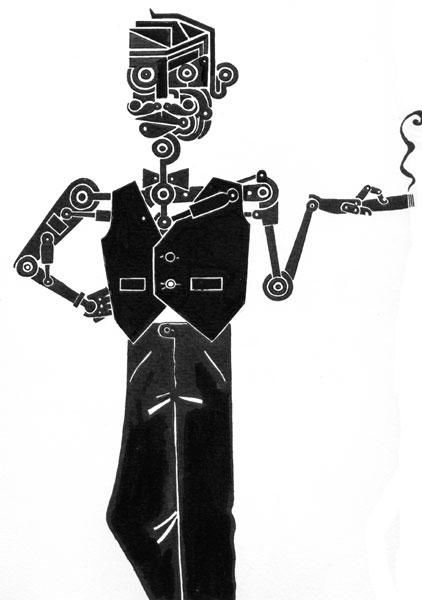 Drawing titled "Monte Robot (le com…" by Denis Bonnes, Original Artwork
