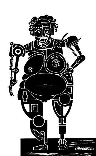 Dessin intitulée "robote-nounou" par Denis Bonnes, Œuvre d'art originale