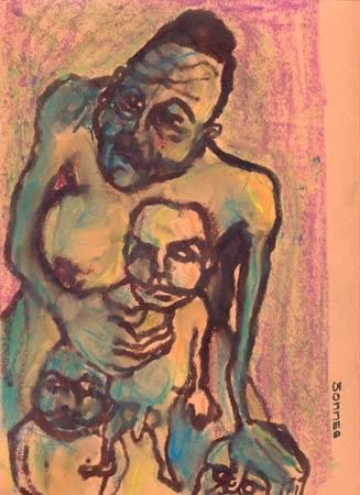 Peinture intitulée "mère" par Denis Bonnes, Œuvre d'art originale, Huile