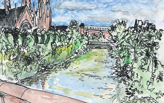 Drawing titled "Strasbourg, depuis…" by Denis Demouge, Original Artwork