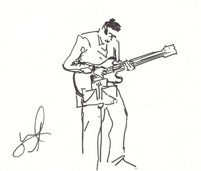 Dessin intitulée "Paul Jarret, guitar…" par Denis Demouge, Œuvre d'art originale