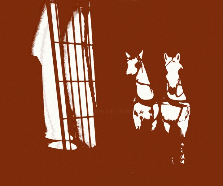 Photographie intitulée "Les chevaux" par Denise Arsac Coustoulin, Œuvre d'art originale, Photographie manipulée