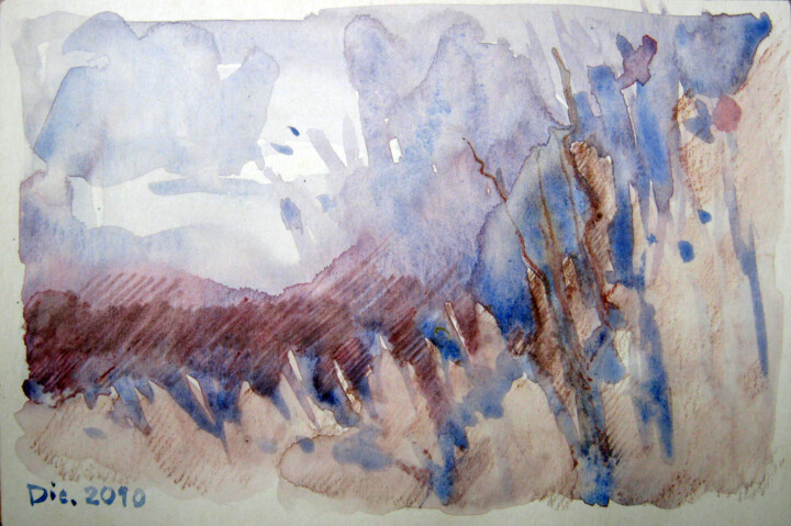 Disegno intitolato "Paesaggio" da Denise Gemin, Opera d'arte originale, Pastello
