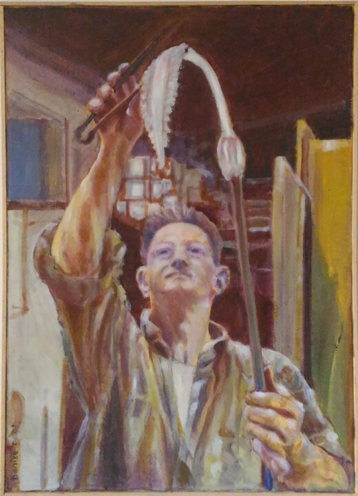 Pittura intitolato "Murano glassmaster" da Denise Gemin, Opera d'arte originale, Olio