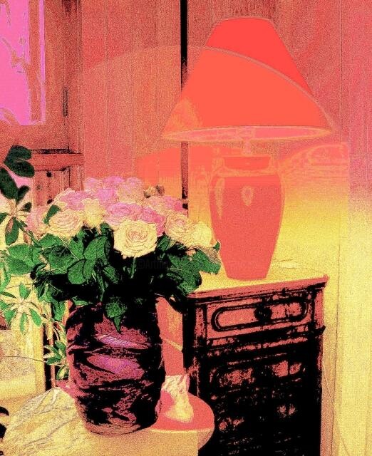 Arts numériques intitulée "Le bouquet de roses" par Denise Guilhaumon, Œuvre d'art originale, Peinture numérique