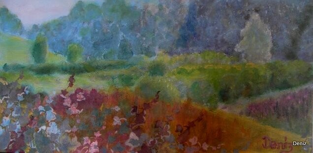 Peinture intitulée "Vallée de l'Arc" par Denise Guilhaumon, Œuvre d'art originale, Huile