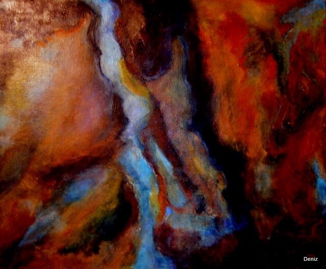 Painting titled "Volutes" by Denise Guilhaumon, Original Artwork, Oil