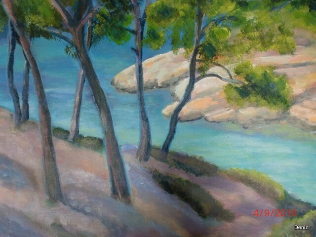 Painting titled "Calanques" by Denise Guilhaumon, Original Artwork