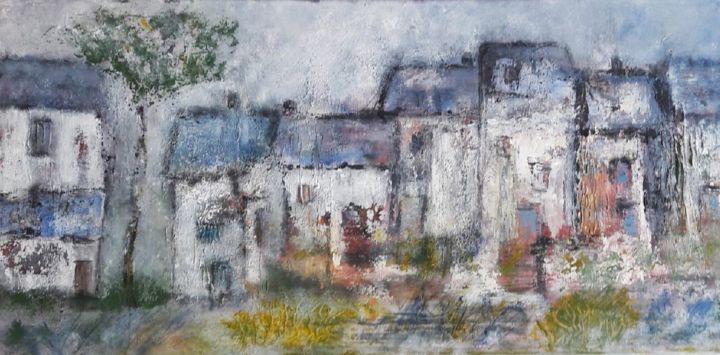 Painting titled "Façades" by Denise Louin-Lecoeur, Original Artwork, Acrylic