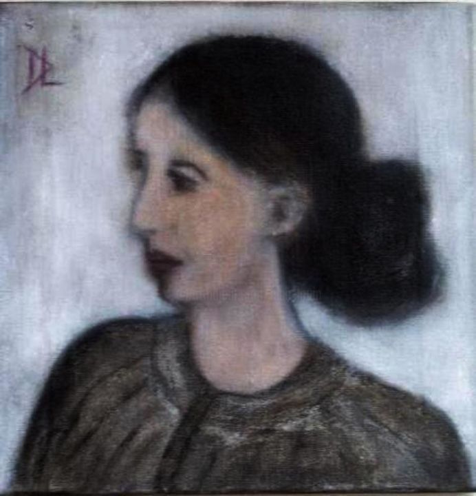Peinture intitulée "Portrait Le chignon…" par Denise Louin-Lecoeur, Œuvre d'art originale, Huile
