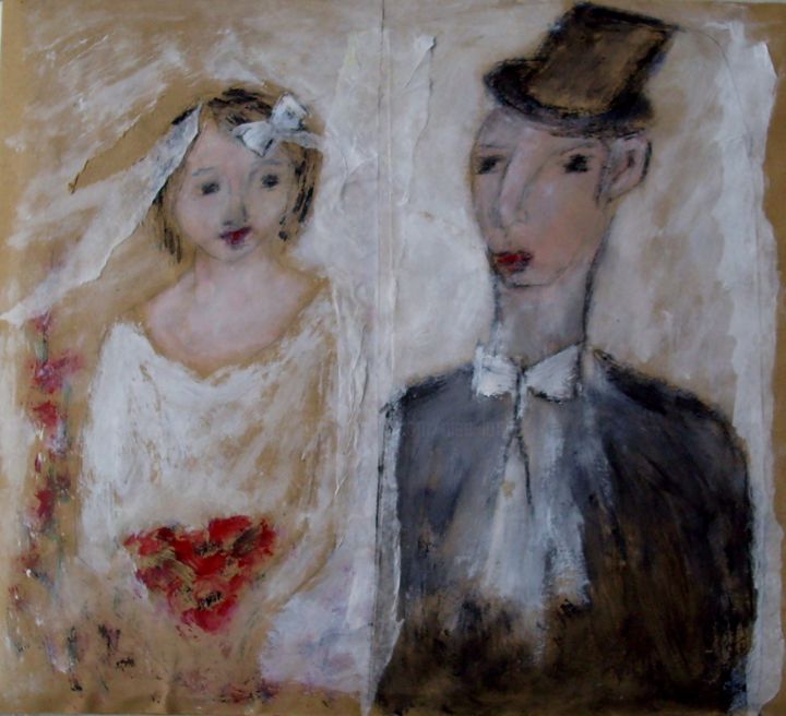 Peinture intitulée "les mariés" par Denise Louin-Lecoeur, Œuvre d'art originale, Acrylique