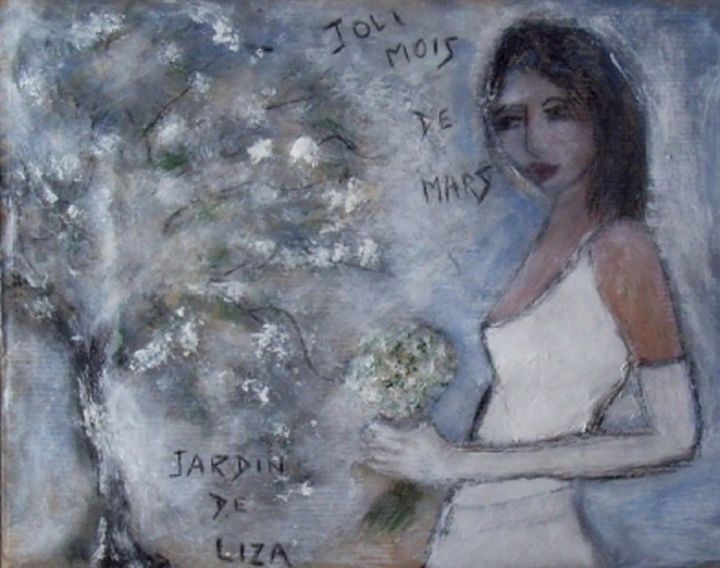 Painting titled "Joli mois de mars" by Denise Louin-Lecoeur, Original Artwork, Acrylic