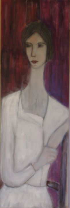 Peinture intitulée "façon Modigliani" par Denise Louin-Lecoeur, Œuvre d'art originale, Acrylique