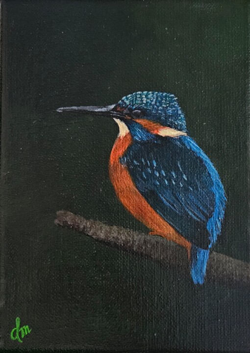 Schilderij getiteld "Kingfisher" door Denise Martens Art, Origineel Kunstwerk, Acryl