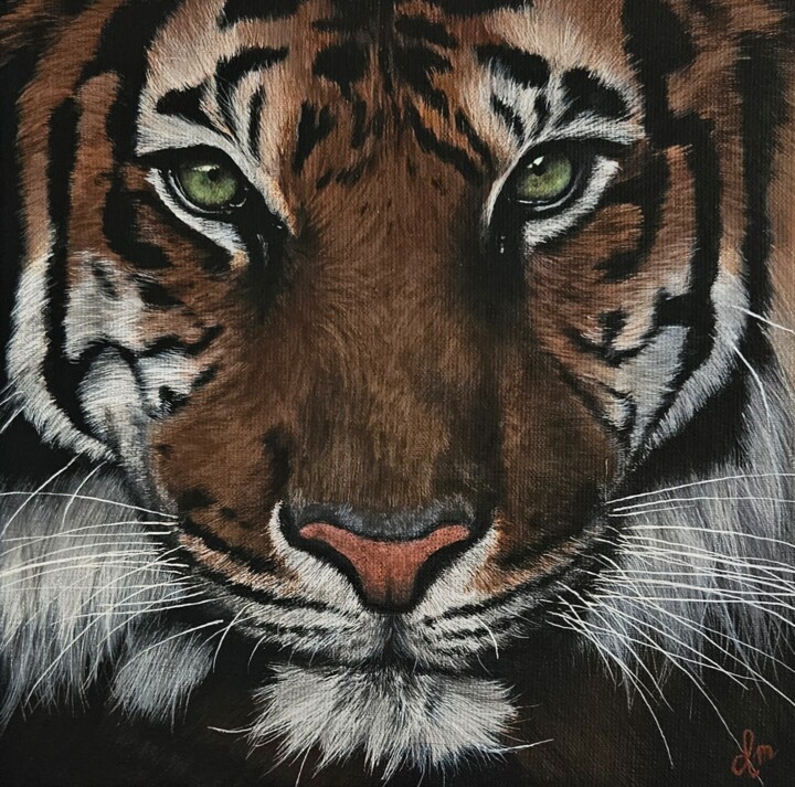 Painting titled "Eye of the Tiger" by Denise Martens Art, Original Artwork, Acrylic