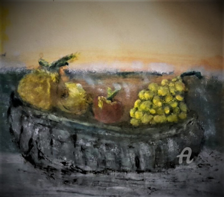 Peinture intitulée "Frutas no bolso" par Denise Oliveira Bello Pita, Œuvre d'art originale, Acrylique