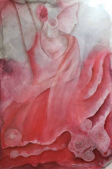 Painting titled "A dança da Vida" by Denise Serralheiro, Original Artwork, Watercolor