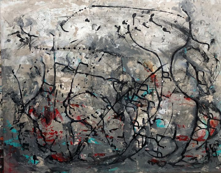 Painting titled "pequeños pensamient…" by Denise Atal, Original Art, Acrylic Mounted on Stretcher frame
