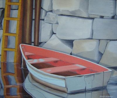 Schilderij getiteld "Barco" door Denise Fernando, Origineel Kunstwerk