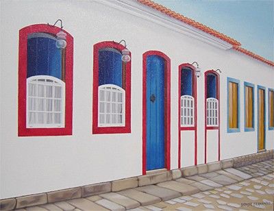 Pintura intitulada "Casario de Paraty" por Denise Fernando, Obras de arte originais