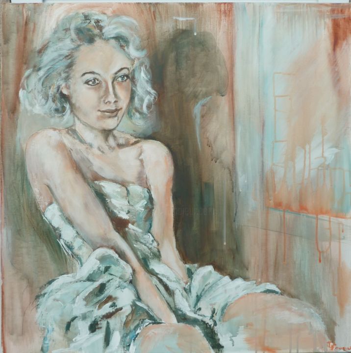 Peinture intitulée "Jeune Femme" par Denise Fouque, Œuvre d'art originale, Acrylique