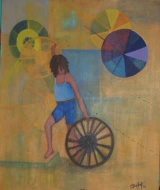 Peinture intitulée "Enfant Soleil" par Marie Denise Jean Baptiste, Œuvre d'art originale, Huile