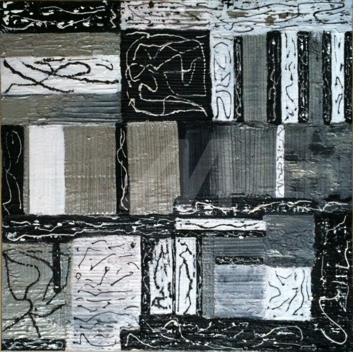 Painting titled "NOIR OU BLANC" by Denise Hustache, Original Artwork