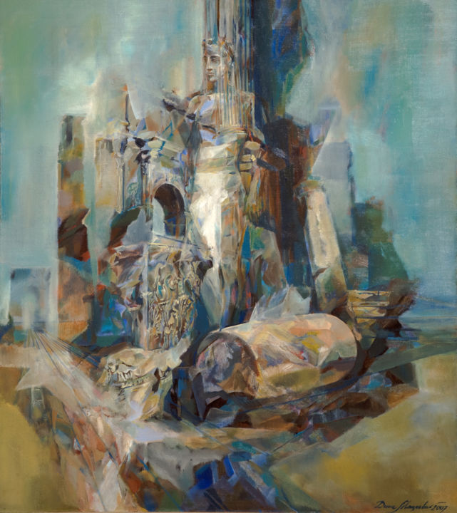 Картина под названием "Материя разрушается…" - Денис Мациевский, Подлинное произведение искусства, Масло