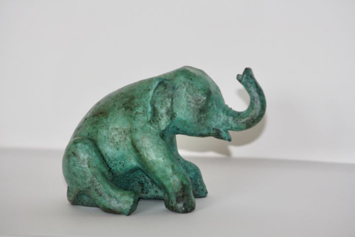 Sculpture intitulée "éléphanteau" par Denis Thebaudeau, Œuvre d'art originale, Métaux