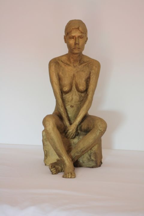 Sculpture titled "Laure assise" by Denis Thebaudeau, Original Artwork, Other