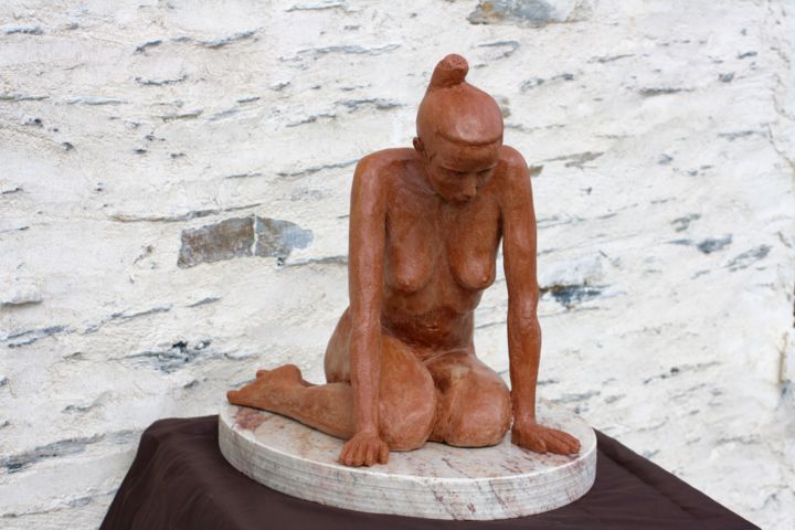 Sculpture intitulée "Pensée Profonde" par Denis Thebaudeau, Œuvre d'art originale, Terre cuite