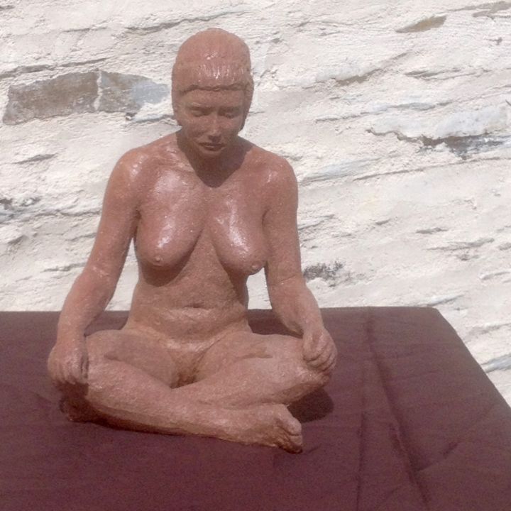 Sculpture titled "méditation" by Denis Thebaudeau, Original Artwork, Terra cotta