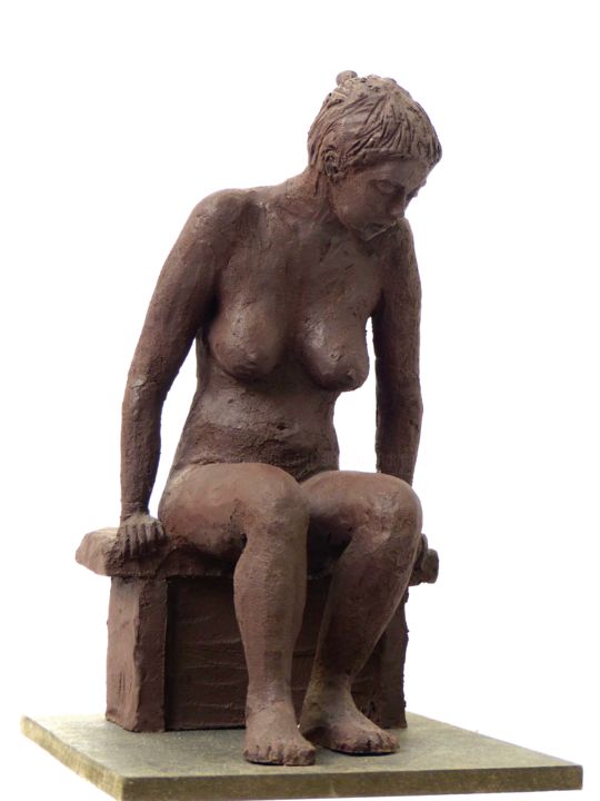 Sculpture titled "Fanny terre cuite" by Denis Thebaudeau, Original Artwork, Terra cotta