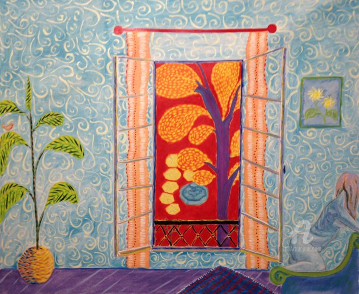 Peinture intitulée "Fenêtre sur place" par Denizzio, Œuvre d'art originale, Huile