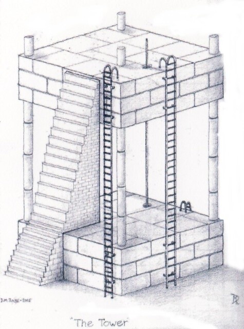 Zeichnungen mit dem Titel "Impossible Building…" von Dennis Rose, Original-Kunstwerk