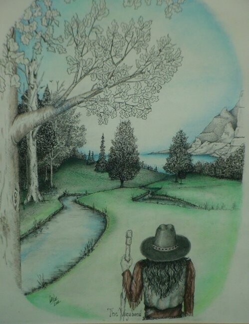 Drawing titled "The Wanderer" by Dennis Rose, Original Artwork