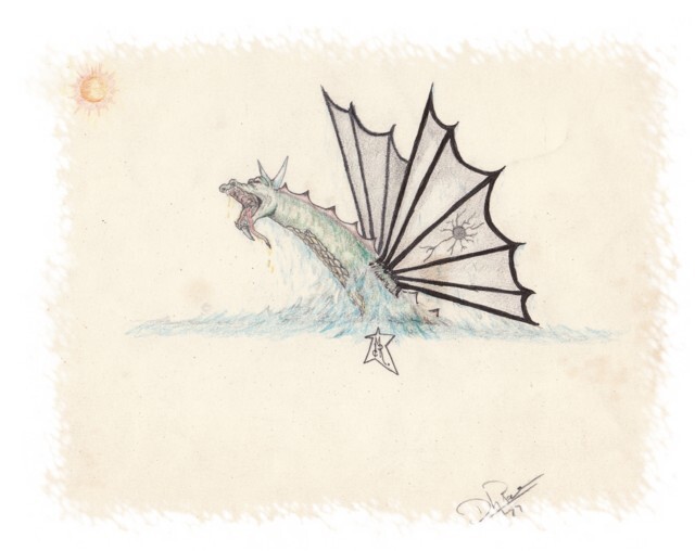 Drawing titled "colored dragon" by Dennis Rose, Original Artwork