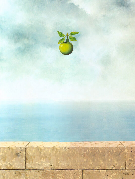 Painting titled "The Apple | Magritt…" by Dent-De-Lion Du Midi, Original Artwork, Digital Painting