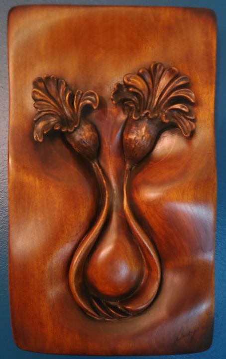 Sculpture titled "Sculpture sur bois 3" by Denys Rodrigue, Original Artwork, Wood