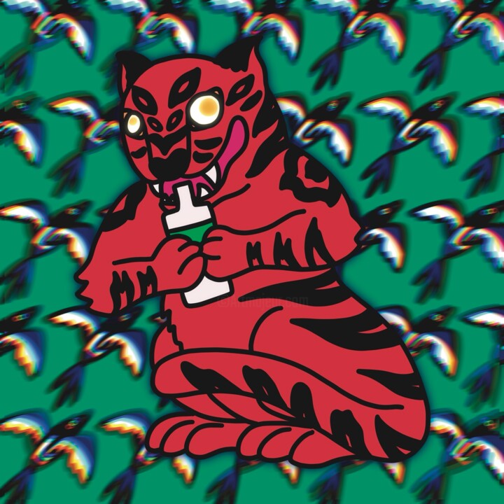 "Drunken tiger" başlıklı Dijital Sanat 덕진 김 tarafından, Orijinal sanat, 2D Dijital Çalışma